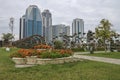 Cloudy September in the `Flower Park`. Grozny