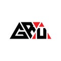 GRU triangle letter logo design with triangle shape. GRU triangle logo design monogram. GRU triangle vector logo template with red Royalty Free Stock Photo