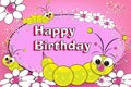 Grub and flowers - Birthday card Royalty Free Stock Photo