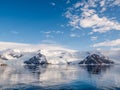 Grubb and Bagshavve glaciers calving in Lester Cove, Andvord Bay Royalty Free Stock Photo