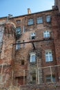 Grudziadz, kujawsko-pomorskie / Poland - April, 5, 2019: Historic buildings on the Vistula. Old granaries in Central Europe