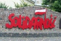 Emblem of Solidarnosc on monument to Solidarity in Grudziadz Royalty Free Stock Photo