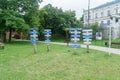 Plates with the name of Grudziadz street from different cities Royalty Free Stock Photo