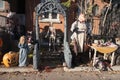 Gruesome Halloween decorations set up. Ottawa, Canada, October 31, 2020