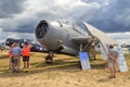 A Grumman TBF-1 Avenger torpedo bomber plane on outdoor display