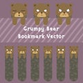 Grumpy Bear Bookmark Vector Set