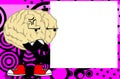 Grumpy brain character cartoon pictureframe background Royalty Free Stock Photo