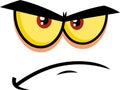 Grumpy Cartoon Funny Face Expression With Frown Eyebrows And Curved Mouth