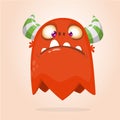 Grumpy cartoon monster. Vector Halloween illustration of funny monster clipart.