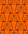 Grumpy cat pattern seamless. Angry pet background. Vector illustration