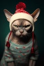 Grumpy Cat\'s Horrifying Holiday Costume: A Knitted Sweater Hat w Royalty Free Stock Photo