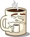 Grumpy Coffee Mug Cartoon Character Holding A Smaller Mug