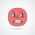 Grumpy emoji face with big eyes. Vector eps10 Royalty Free Stock Photo