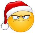 Grumpy emoticon with santa hat