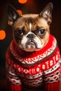 Grumpy French Bulldog in a Festive Red Sweater: A Tale of Disapp