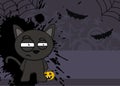 Grumpy funny black cat cartoon halloween background