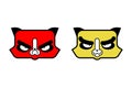 Grumpy and funny cat set. Angry pet. vector illustration