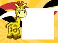 Grumpy funny giraffe cartoon pictureframe background