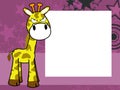 Grumpy giraffe cartoon kawaii expression pictureframe background