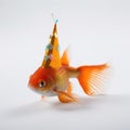 Grumpy Goldfish Wearing A Party Hat Royalty Free Stock Photo