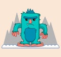 Grumpy green yeti flat designed