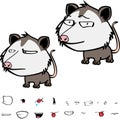 Grumpy little opossum character cartoon set