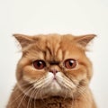 grumpy looking orange flat faced persian breed cat