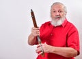 Grumpy old man with a rifle Royalty Free Stock Photo