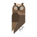 Grumpy Owl Geometric Icon in Flat Design Royalty Free Stock Photo