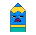 Grumpy pencil emoticon cartoon illustration