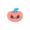 Grumpy pumpkin emoticon flat icon