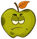 Grumpy Rotten Green Apple Fruit Cartoon Mascot Character