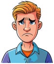 Grumpy, sad cartoon man portrait. Generative AI Royalty Free Stock Photo
