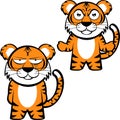 Grumpy tiger cartoon kawaii expression set collection