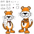 Grumpy tiger cartoon kawaii expressions pack