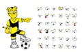 Grumpy Tiger soccer cartoon expressions set collection