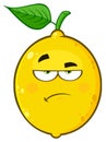 Grumpy Yellow Lemon Fruit Cartoon Emoji Face Character With Sadness Expression