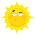 Grumpy Yellow Sun Cartoon Emoji Face Character With Sadness Expression