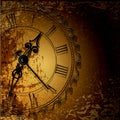 grunge abstract background with antique clocks