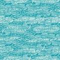 Grunge Abstract Water Swirl Vector Seamless Pattern Background. Dense White Stretching Horizontal Wavy Lines On Aqua