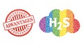 Grunge Advantages Stamp and Rainbow Hydrogen Sulfide Cloud Composition Icon of Spheres Royalty Free Stock Photo