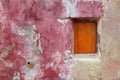 Grunge aged weathered wooden window pink red Royalty Free Stock Photo