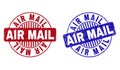 Grunge AIR MAIL Scratched Round Stamp Seals Royalty Free Stock Photo
