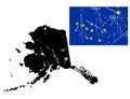 Grunge alaska map with flag Royalty Free Stock Photo