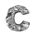 Grunge aluminium foil font letter C 3D