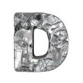 Grunge aluminium foil font letter D 3D