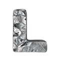 Grunge aluminium foil font letter L 3D