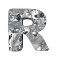 Grunge aluminium foil font letter R 3D