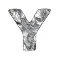Grunge aluminium foil font letter Y 3D