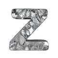 Grunge aluminium foil font letter Z 3D